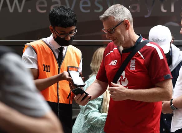Fans scan their NHS Covid Pass to gain entry during the 2nd One Day International match between England and Sri Lanka (Getty Images)