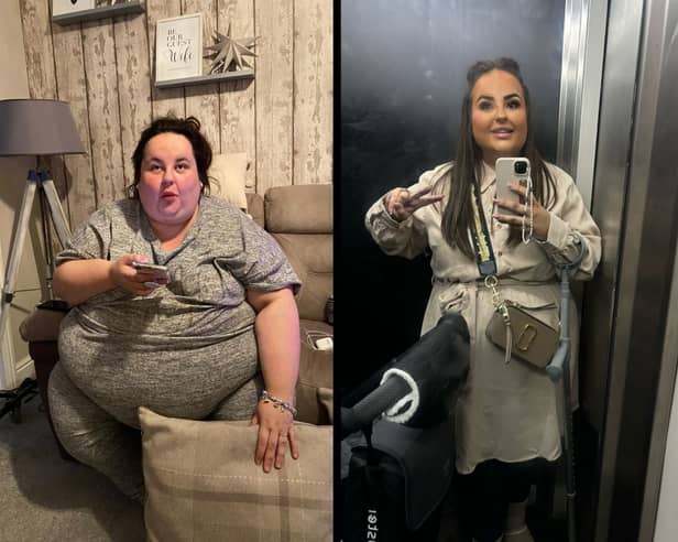 Anastasia Morris has lost 11st 10lb and celebrated with a trip to Disneyland.