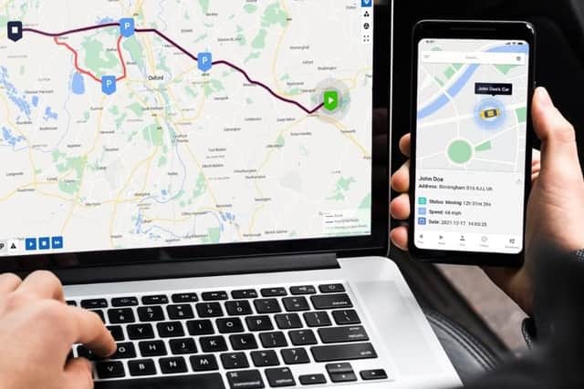 The tracker connects to a smartphone app