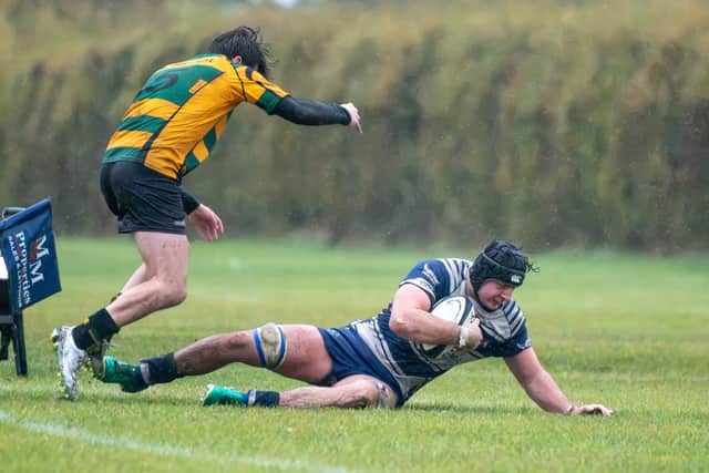 Tom Maynard touches down for one of his three tries