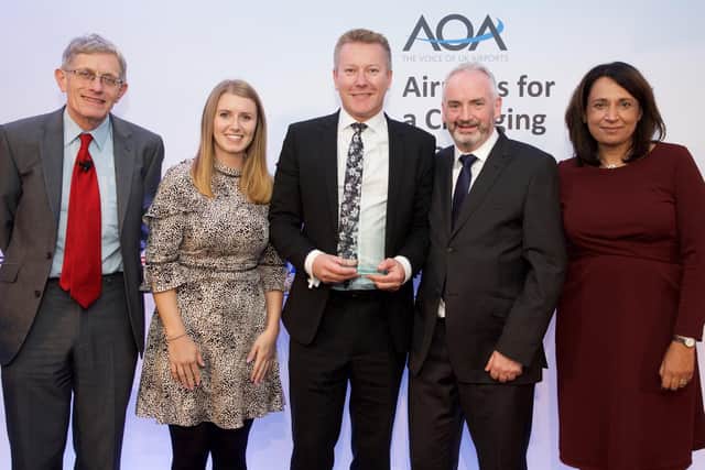 L to R: Simon Calder - Travel Editor, The Independent, Joanne Johnstone -  Head of Health & Safety, LLA, Neil Thompson - Operations Director, LLA, Liam Bolger  Head of Airside, LLA, Baroness Ruby McGregor-Smith  Chair, AOA