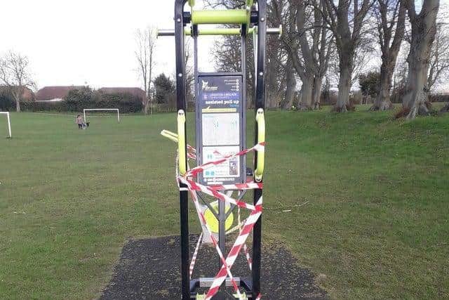 Outdoor gym equipment at Page's Park was taped off back in March
