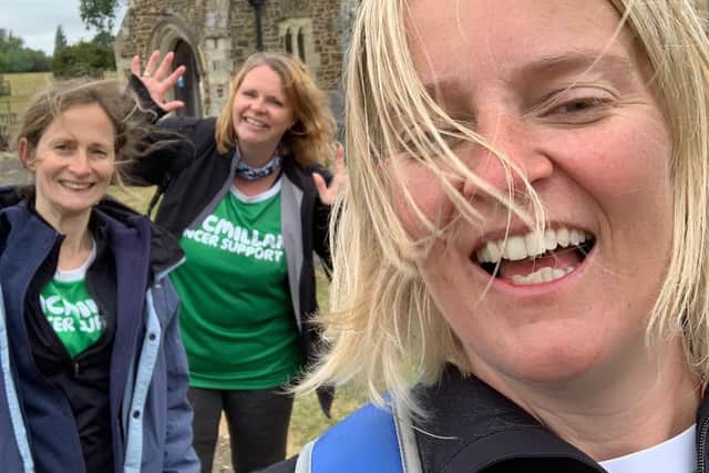 Fiona and friends on a Covid-friendly Macmillan Mighty Hike earlier this year