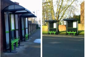 The new bus stops.