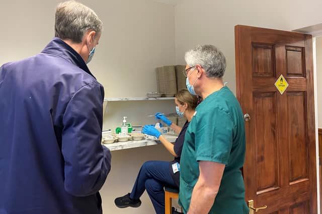 Leighton Buzzard vaccination centre. Photo: Andrew Selous MP.