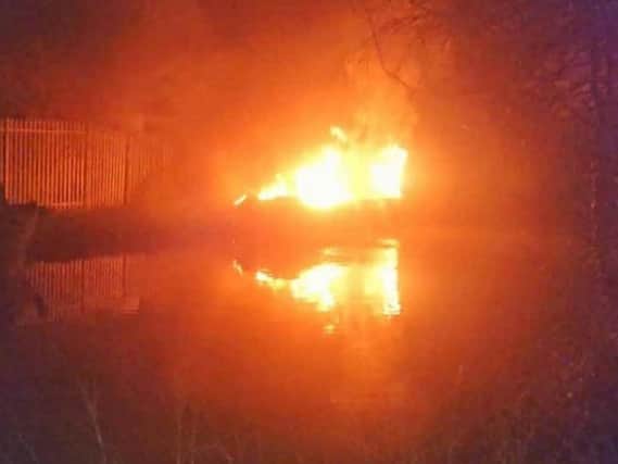 The barge on fire      (C: Leighton Buzzard Community Fire Station