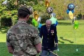 Sir Captain Tom Moore celebrating his 100th birthday
