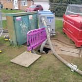 Waste water being extracted from the pumping station in Mardle Road