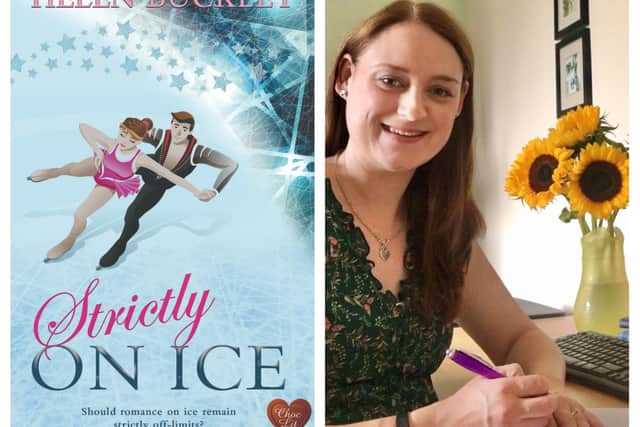 Strictly on Ice and Helen (right) signing her Choc Lit contract.