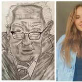 Chelsea (right) and her drawing of Captain Sir Tom Moore. ‘I kept seeing people draw him and obviously he’s been quite an inspiration to everyone.’