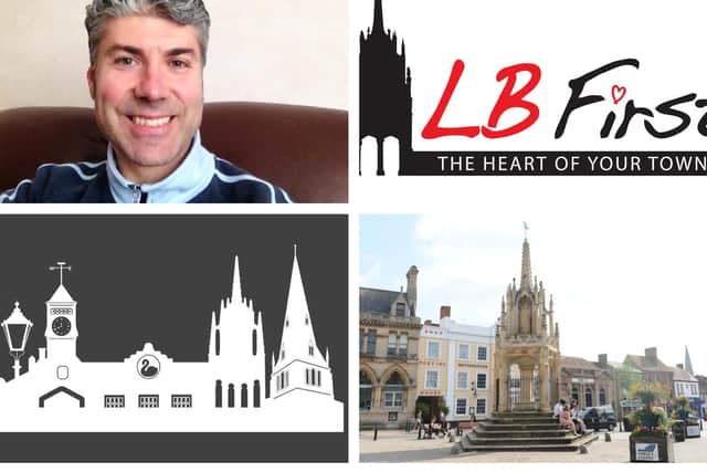 Clockwise from top left: Gennaro Borrelli; the LB First logo; the market cross (photo: Jane Russell); and the Shop Local LB logo.