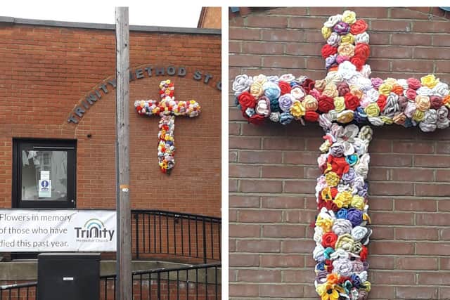 The touching tribute at Trinity Methodist Church.