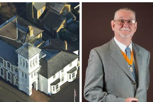 Cllr Mark Freeman and the town council's White House premises