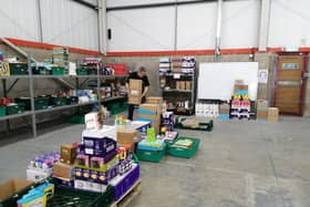 Some of the donated eggs at the warehouse