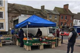 Leighton Buzzard Market on March 28 when only food stalls operated. Stalls could be set up to face the street to allow food traders to return again