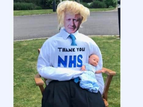 The Boris and Wilfred scarecrow by Gaye Venn and neighbours