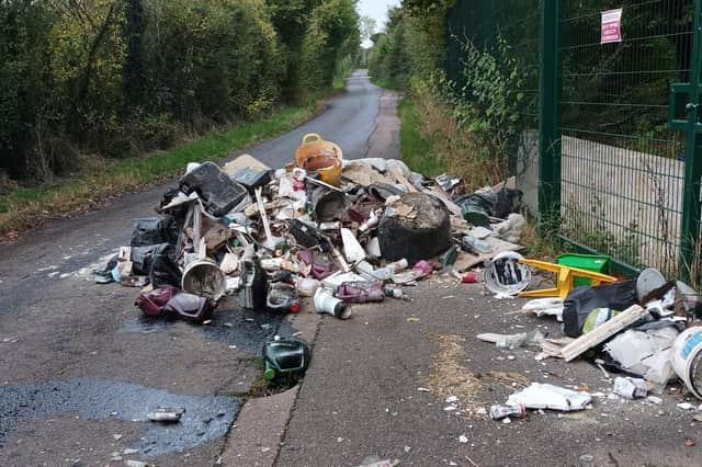Rubbish was left strewn across the road