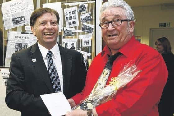 Mick King on his retirement from the LBO with Cllr Perham 2011.