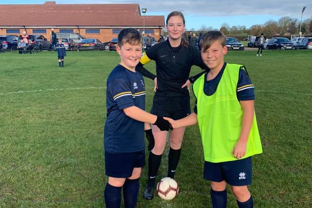 Annie took charge of her first game - Leighton United under 12 blues versus Leighton United under 12 reds, on Sunday, November 21