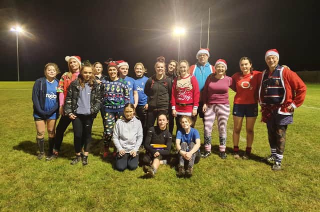 Buzzards Ladies looking very festive at their final game before Christmas