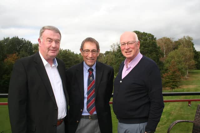 Past, present and future Captains of the Senior Section at the Leighton club. Pictured (left to right)  are: Immediate Past Captain Denis Leitch; his successor and fellow Scot Andy Mcdonald  and his Vice Captain and 2023 successor, Welshman Paul Bishop.