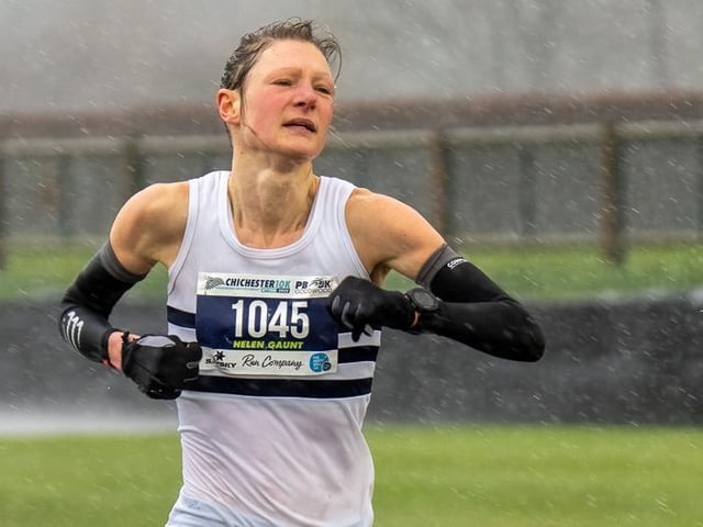 Action from the Chichester PB 5k at Goodwood, held on Sunday morning in wind and rain / Pictures: Trevor Staff and Lyn Phillips