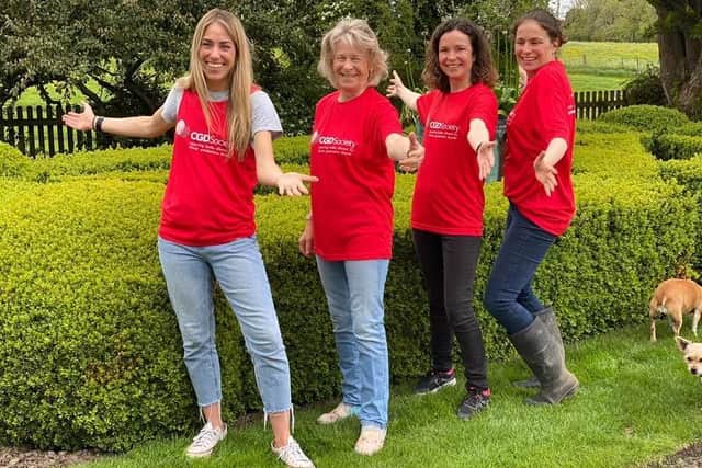 Bonnie with her sisters Amy and Emily, and her mum, Mary Rose Cole. They raised money last year for the CGD Society by walking 10,000 steps every day in May.