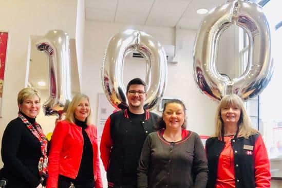 Leighton Buzzard branch colleagues celebrate 100 years of serving the town. (Credit HSBC UK)