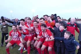 Memories of Leighton Town celebrating after their FA Vase win at Bradford Town in February last year