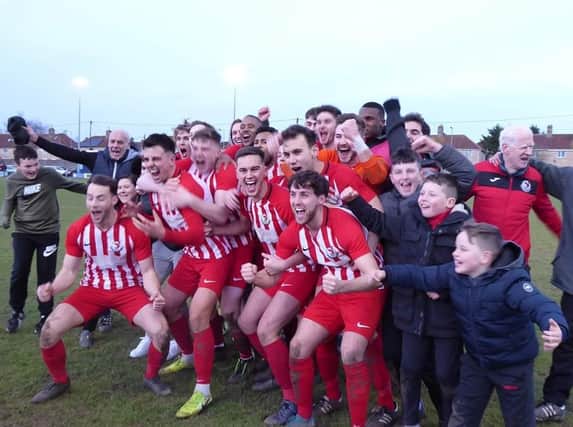 Memories of Leighton Town celebrating after their FA Vase win at Bradford Town in February last year