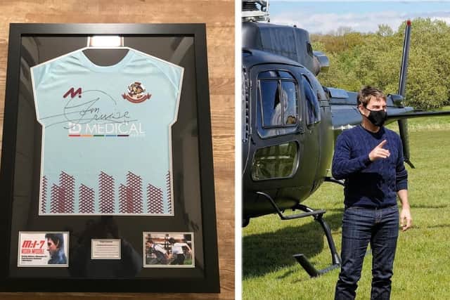 Tom Cruise signed three Woburn & Wavendon FC shirts.
