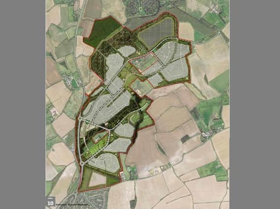 A map of the proposed development, showing Barton-le-Clay in the south west