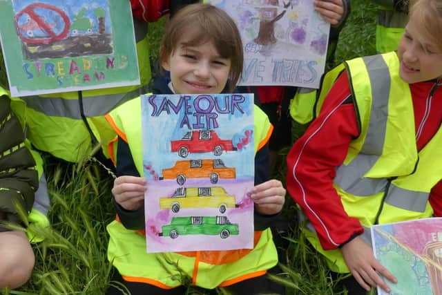 Linslade School pupils and their posters