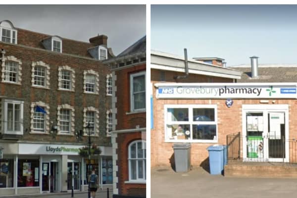Lloyds Pharmacy and Grovebury Pharmacy (Jardines Pharmacy). Photos: Google.