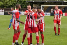 Goal celebrations from Leighton Town's pre-season friendly with Berkhamsted  (Pictures by Andrew Parker)