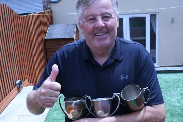 Leighton Buzzard Golf Club’s David Banwell  with his trio of trophies