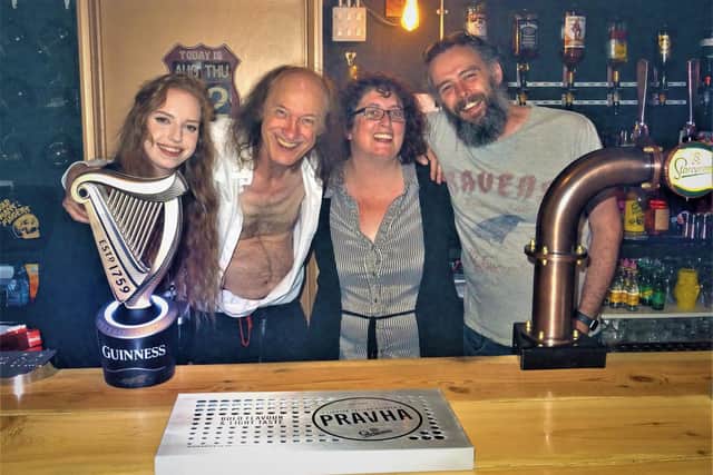 The Crooked Crow Bar (from left): Bar manager Rhiannon, John Otway and co-owners Maxine Bambrook and Vic Hill.
Photo: Tim Casterton