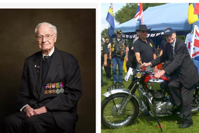 Left: Wally proudly wears his medals. Photo: Royal British Legion. 
Right: Wally at Leighton Buzzard and Dunstable Truck Convoy 2018. Photo: Neil Cairns.