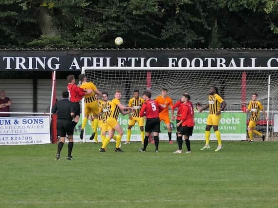 Goalmouth action at Tring
