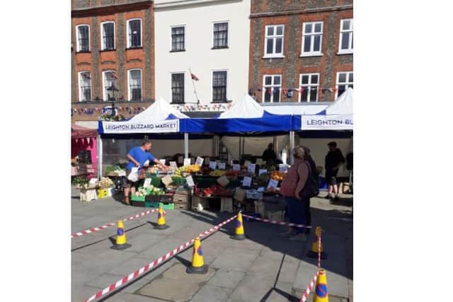 Leighton Buzzard Market returned when the High Street was pedestrianised in June 2020