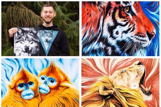 Chad pictured with some of his beautiful artwork. Images: Chad Killoran.