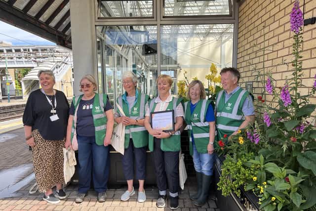 Left to right: Cara Higgs, community strategy manager at LNWR with volunteers Val Cooper, Cathy Goodyear, Diane Liness, Carole Perham, and Gordon Perham