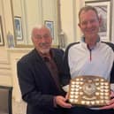 Sandhouse trophy winner Peter Sheridan (centre) with Society secretary Stuart Oliver and Captain Mark Vincent, all members of the Leighton Buzzard club.