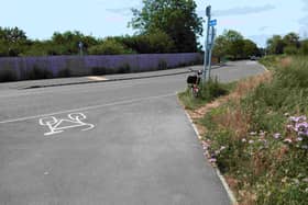 The cycle lane from the leisure centre comes to a stop at Vandyke Road. Image: Chris Stevenson.