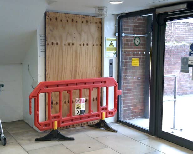 The lift when it was boarded up. Image: Neil Cairns.