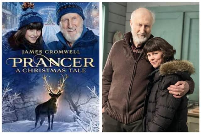 The movie poster, and right 'Bud and Claire' (James Cromwell and Sarah-Jane Potts). Sarah-Jane loved the change from her usual gritty roles to starring in a feel-good family film - "something everyone needs right now!"