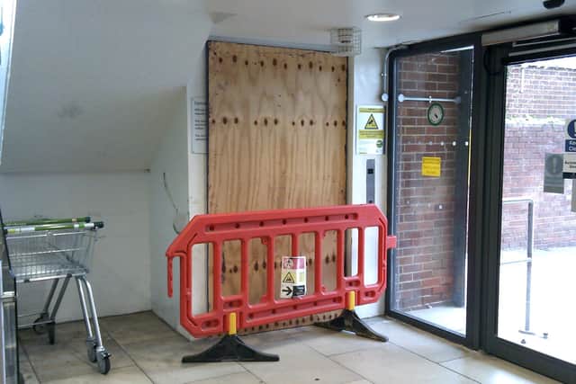 The lift has been boarded up for months. Image: Neil Cairns.