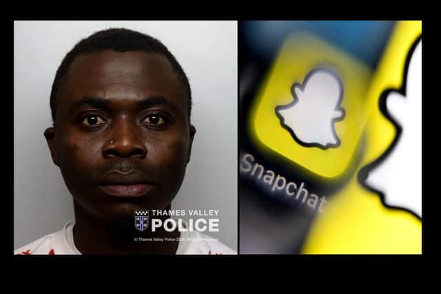 Goodness Sokoh used Snapchat to target his victims. Photos: Thames Valley Police and Getty Images