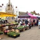 Leighton Buzzard market is getting ready for Easter - stock picture