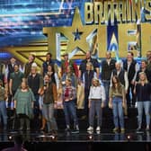The Hawkstone Farmers Choir appearing on Britain's Got Talent - Richard Heady from Drayton Parslow is second row on the left